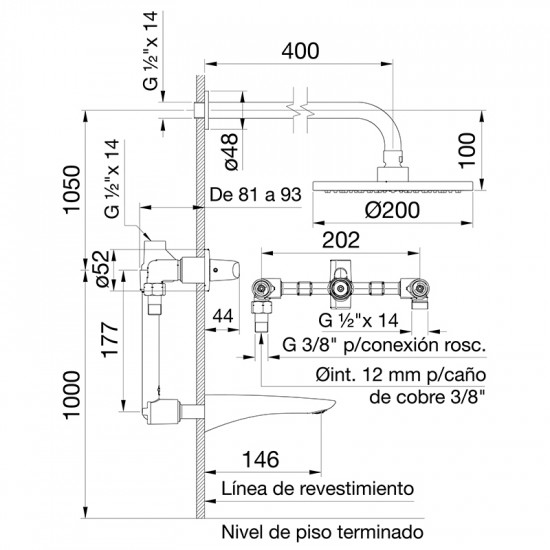 GRIFERIA EPUYEN DUCHA DE EMBUTIR C/TRANSFERENCIA CROMO FV ( 0103/L2 )