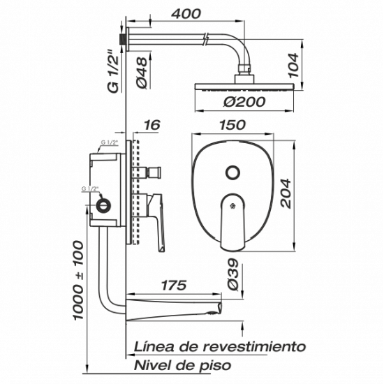 GRIFERIA MONOCOMANDO AROMO DUCHA EMBUTIR C/TRANSF. FV CROMO (0106/D8)