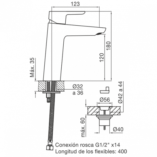 GRIFERIA PUELO MONOCOMANDO LAVATORIO MEDIANO FV CROMO (181.01/B5)