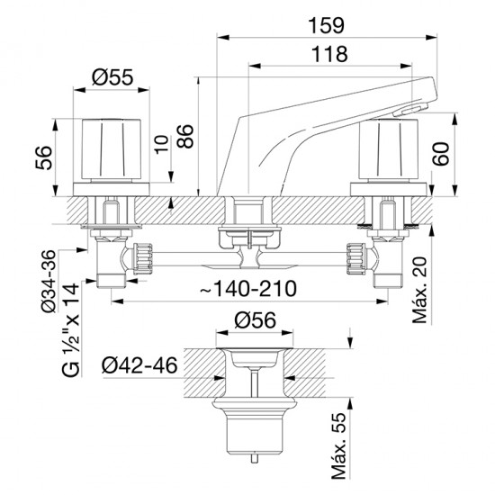 GRIFERIA OBERA LAVATORIO CROMO FV ( 0207/G5 )