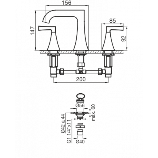 GRIFERIA URBANO LEVER LAVATORIO FV CROMO (0207/H3L)