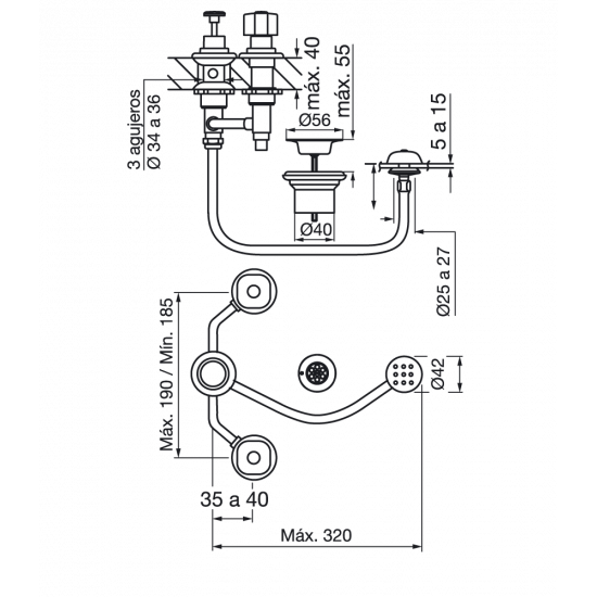 GRIFERIA ARIZONA PLUS BIDET FV CROMO ( 0295/B1P )