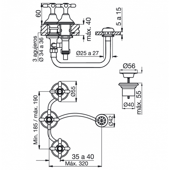 GRIFERIA NEWPORT PLUS BIDET FV CROMO ( 295/B2P )