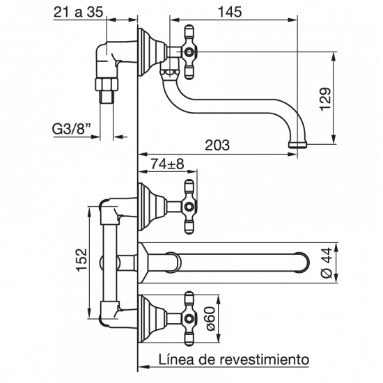 GRIFERIA NEWPORT PLUS COCINA PARED FV CROMO (0403B2P)