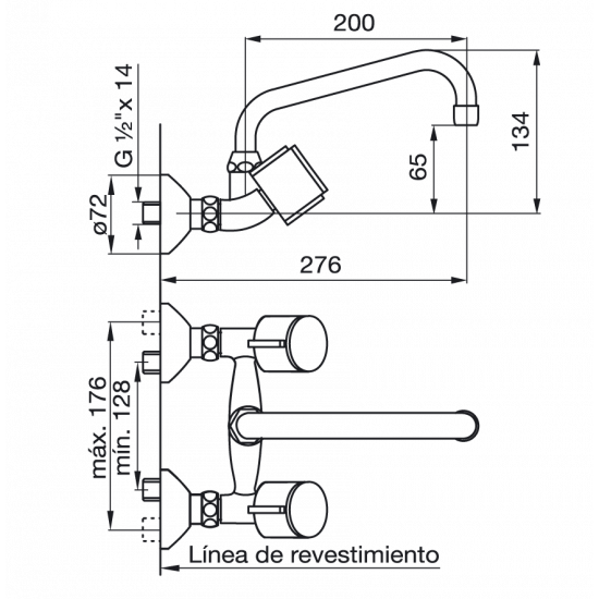 GRIFERIA CALIFORNIA COCINA PARED EXTERIOR FV CROMO (0409/17)