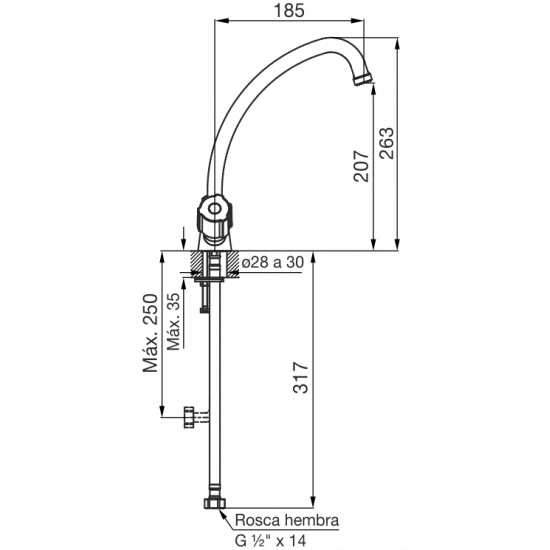 GRIFERIA RADAL COCINA MESADA COMPACTA  FV CROMO  ( 0410/C7 )