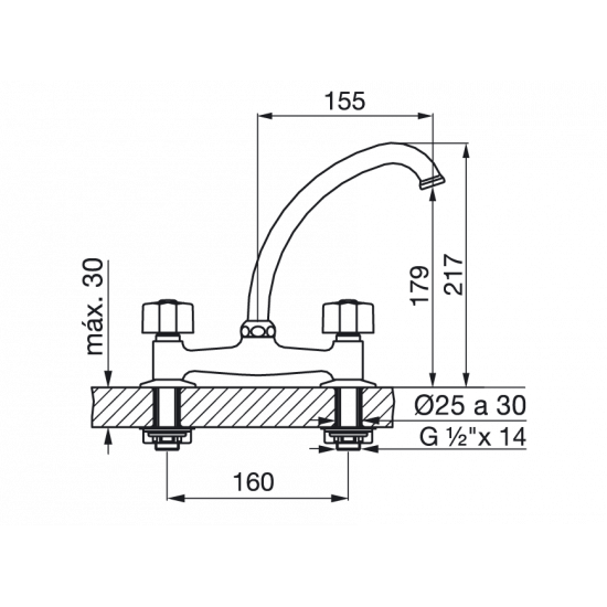 GRIFERIA ARIZONA PLUS COCINA MESADA FV CROMO ( 0413/B1P )