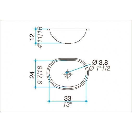 JOHNSON PILETA VANITORY OV 330L (33x24x12) ACERO 304