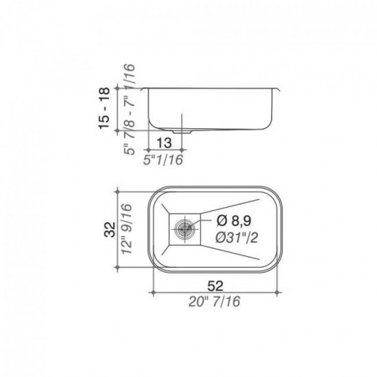 JOHNSON PILETA ACERO 430 SIMPLE ZZ52/18 52x32x18 cm