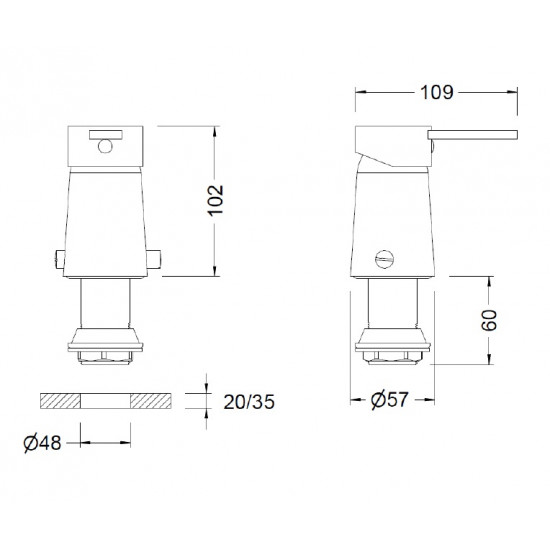 GRIFERIA MONOCOMANDO BIDET TAU 2 CR GE (65142 29 45 66)