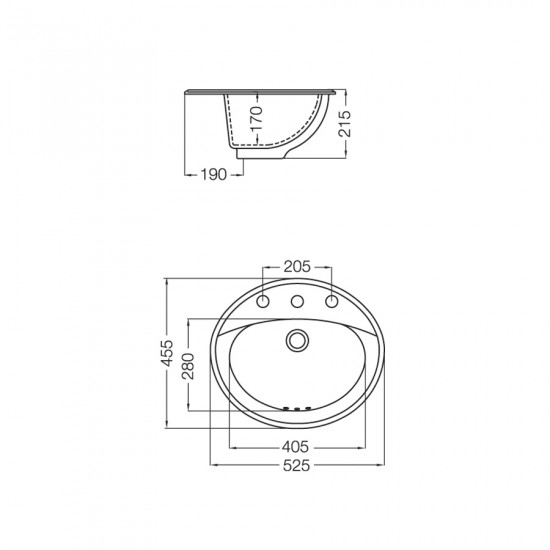 ELEA OVAL LAVATORIO 3 ag. ( LO8F )