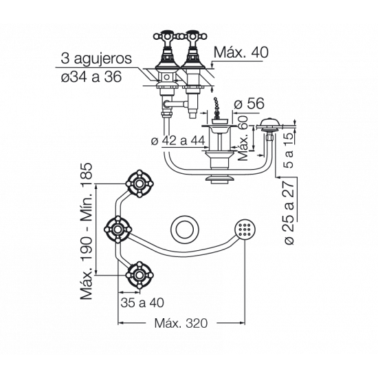 GRIFERIA VERMONT BIDET CROMO FV ( 295/83 )