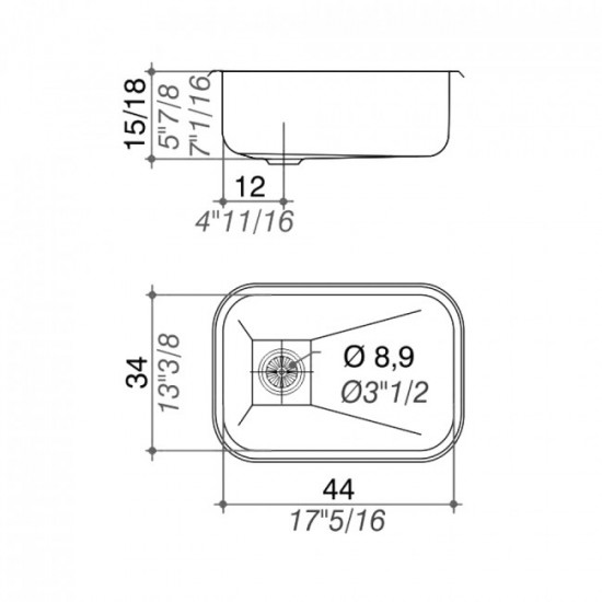 JOHNSON PILETA ACERO 304 SIMPLE E44/18 (44X34X18)