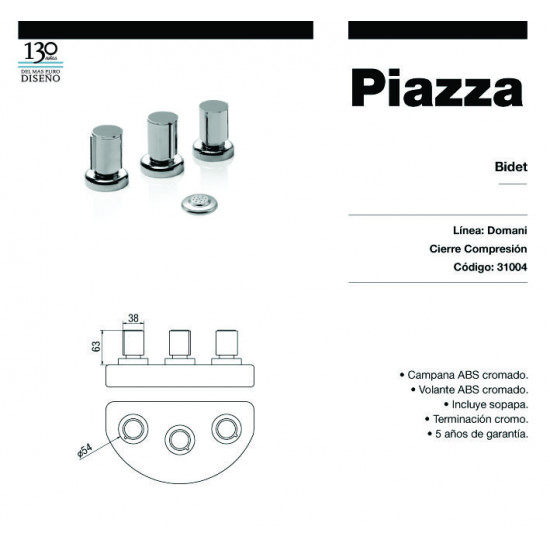 GRIFERIA DOMANI BIDET CROMO PIAZZA ( 31004 )