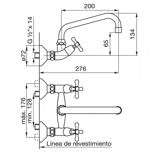 GRIFERIA MALENA FV COCINA PARED EXTERIOR CROMO  (409/16)