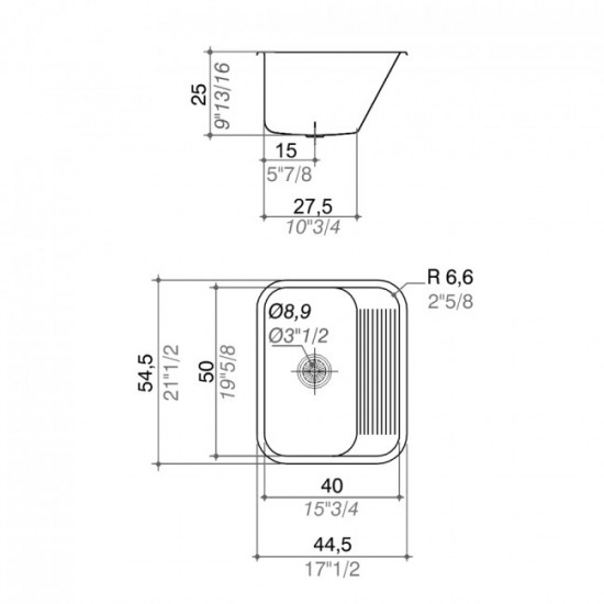 JOHNSON PILETA ACERO 304 LN 50 LAVADERO 50x40x25