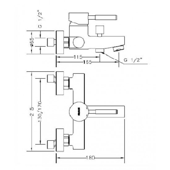 GRIFERIA MONOCOMANDO DUCHA CROMO TAU GENEBRE (002 65100 18 45 66)