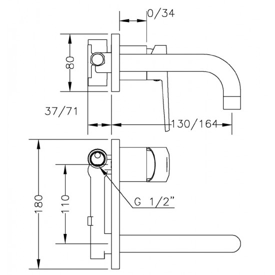 GRIFERIA MONOCOMANDO LAVATORIO EMBUTIR CAÑO 16CM CROMO KLIP GENEBRE (64131)