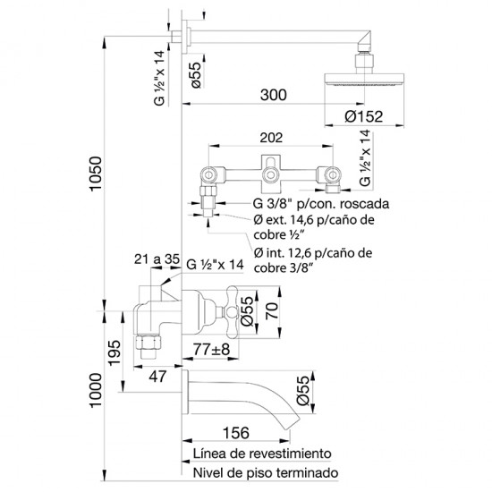 GRIFERIA MALENA FV DUCHA CON TRANSFERENCIA CROMO 103/16