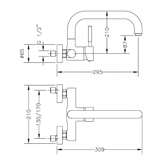 GRIFERIA MONOCOMANDO COCINA PARED TAU (002 65192 18 45 66)