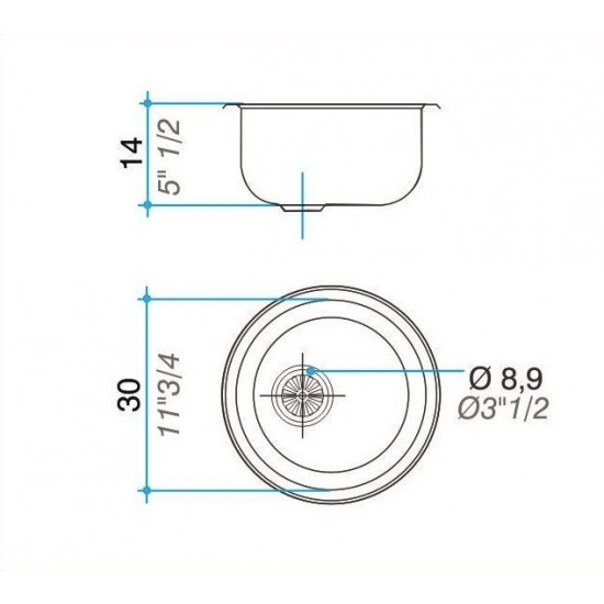 JOHNSON PILETA SIMPLE ON 30A sobre o bajo mesada 30x14