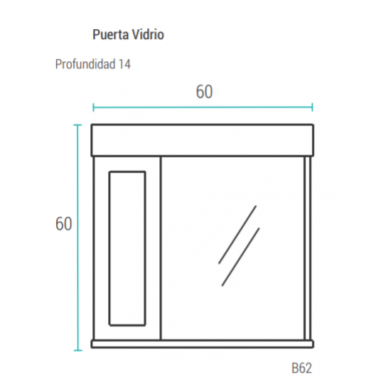 SCHNEIDER ESPEJO BIANCA blanco 60x60x14cm 1 puerta vidrio izquierda