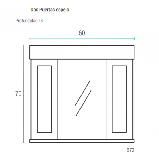 SCHNEIDER ESPEJO BIANCA blanco 70x60x14cm 2 puertas vidrio