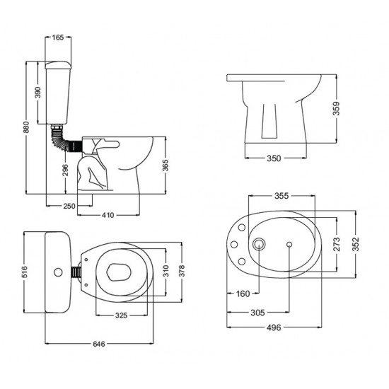 COMBO BAÑO LINEA ANDINA FERRUM (Inodoro + Bidet + Deposito)