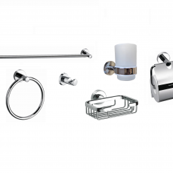 SET COMBO 6 ACCESORIOS DE BAÑO CD CROMADOS LINEA 2020 B ( CJBA0037Z6PCS )