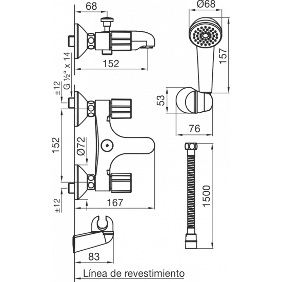 GRIFERIA RADAL DUCHA EXTERIOR CON TRANSFERENCIA FV CROMO ( 0112/C7 )