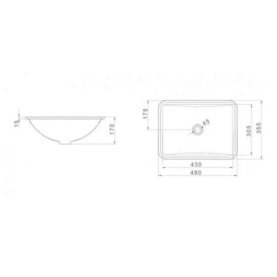 BACHA DECA RECTANGULAR BAJO MESADA 480x355x170mm ( L375 )