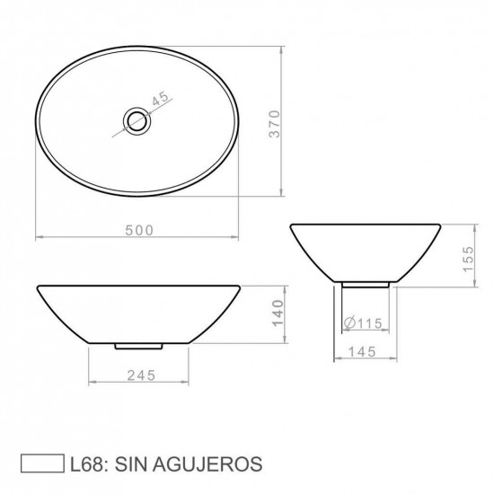 BACHA DECA OVAL DE APOYAR ( L68 )