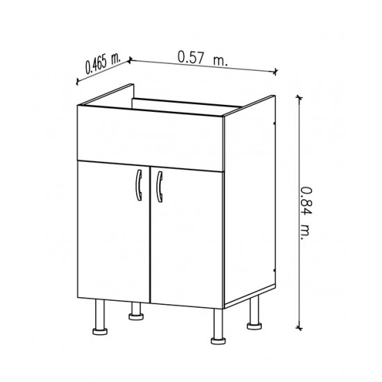 AMUBE TRENTO MUEBLE para LAVADERO BLANCO 57x46.5x83cm C/MESADA ACRILICO ( PARA ARMAR )