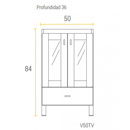 SCHNEIDER TERRA VETRO VANITORY WENGUE 50x57x36cm 2 puertas