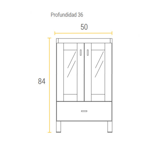 SCHNEIDER TERRA VETRO VANITORY BLANCO 50x57x36 2 puertas 