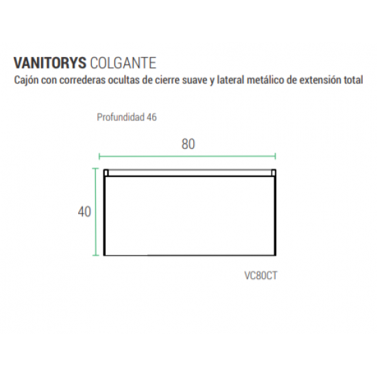 SCHNEIDER CITY VANITORY 80cm COLGANTE BLANCO