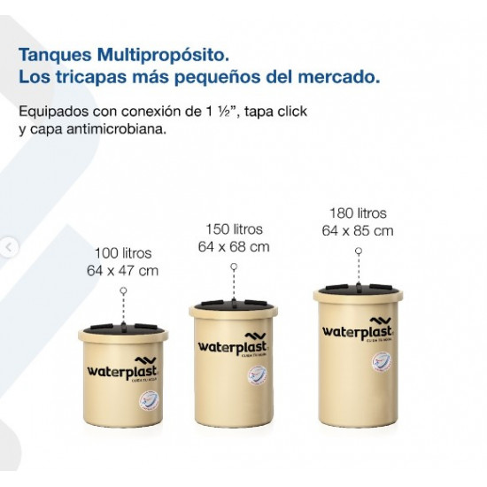 TANQUE MULTIPROPOSITO TRICAPA 180 LTS. WATERPLAST ( T180 )