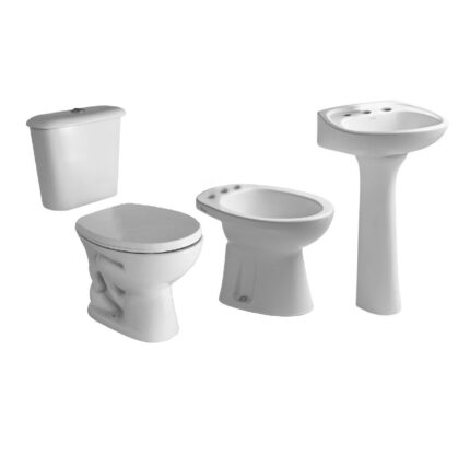 Combo Baño Linea Andina Ferrum (Inodoro + Bidet + Depósito + Lavatorio C/ Columna)