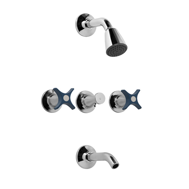 PETALO DUCHA EMB. C/TRANSF. AZUL/CROMO FV ( 0103/M3-AC )