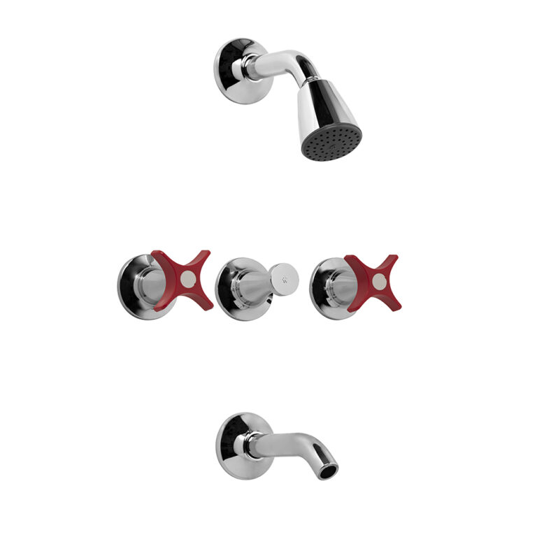 PETALO DUCHA EMB. C/TRANSF. ROJO/CROMO FV ( 0103/M3-RC )