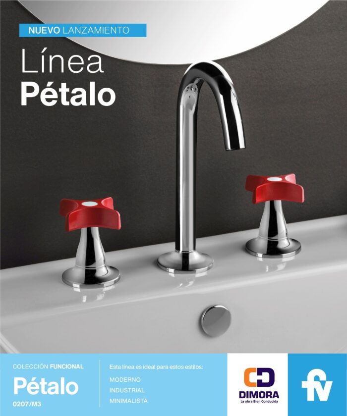 PETALO LAVATORIO ROJO/CROMO FV ( 0207/M3-RC )
