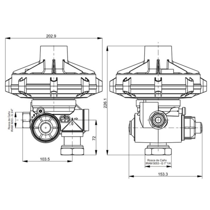 REGULADOR MyS 050 M3/h MYS ( incluye transicion 3/4x3/4)