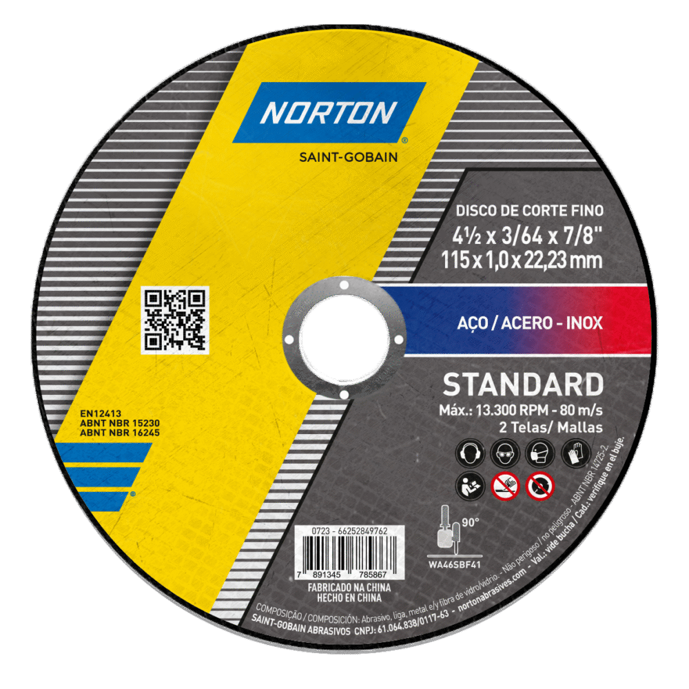 DISCO DE CORTE STANDARD 115x1.0x22.23 NORTON SG ( ACEROS/METALES )