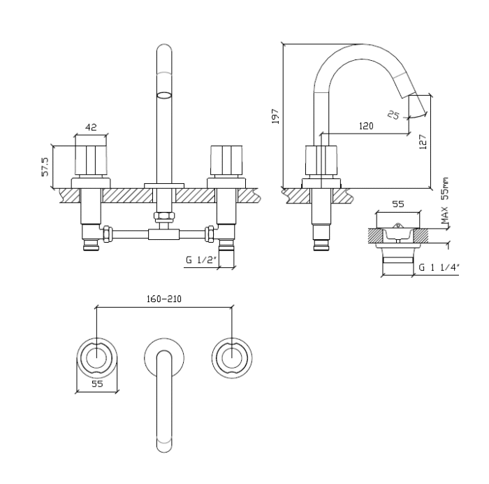 12011_B HUILEN LAVATORIO PICO CAÑO AQUALAF ( 12011 )