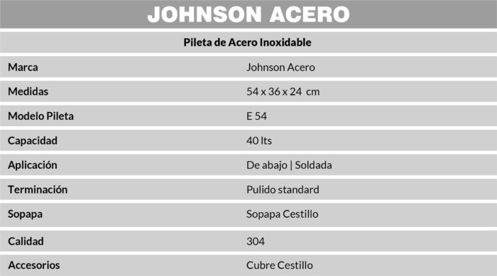 JOHNSON PIL. ACERO 304 SIMPLE E54 (54x36x24)