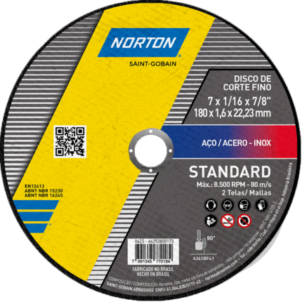 DISCO DE CORTE STANDARD 180x1.6x22.23 NORTON SG ( ACEROS/METALES )
