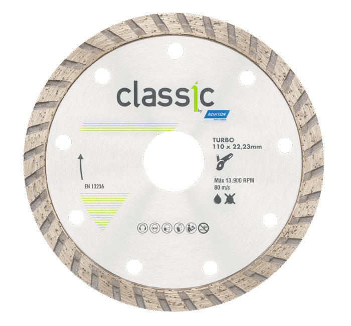 DISCO DIAMANTADO TURBO CLASSIC 110x22.23 NORTON SG ( MARMOLES/GRANITOS/PIEDRAS )