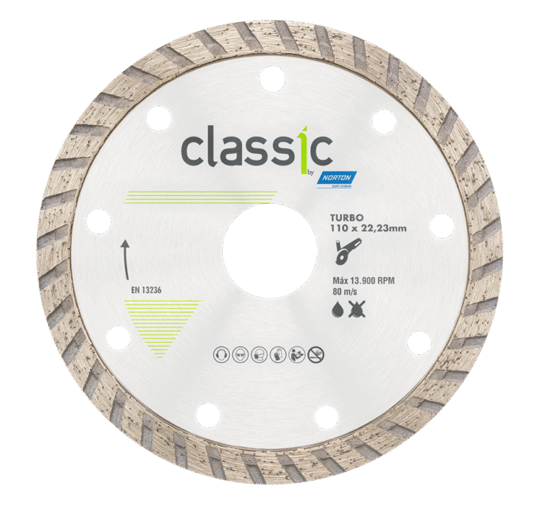 DISCO DIAMANTADO TURBO CLASSIC 110x22.23 NORTON SG ( MARMOLES/GRANITOS/PIEDRAS )