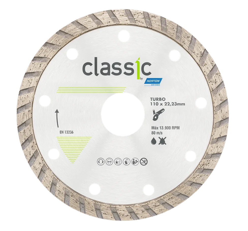 DISCO DIAMANTADO TURBO CLASSIC 110x22.23 NORTON SG ( MARMOLES/GRANITOS/PIEDRAS )