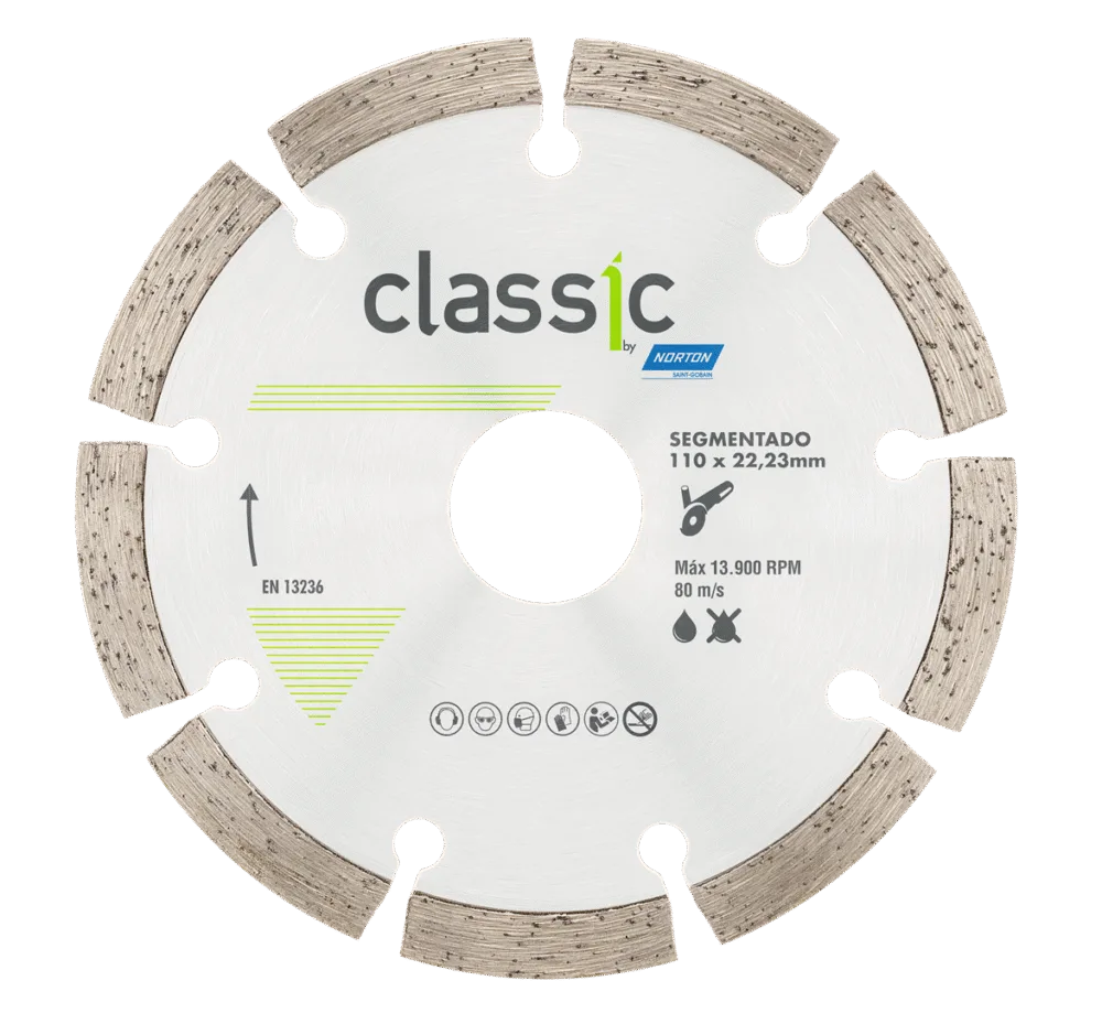 DISCO DIAMANTADO SEGMENTADO CLASSIC 110x22.23 NORTON SG ( CONCRETO/LADRILLOS/TEJAS )